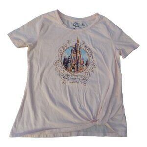 Walt Disney World Magic Kingdom Cinderella's Castle pink womens top Sz Small